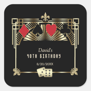 Vegas Casino Royale Great Gatsby 40th Birthday Square Sticker