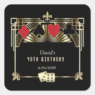 Vegas Casino Royale Great Gatsby 40th Birthday Square Sticker