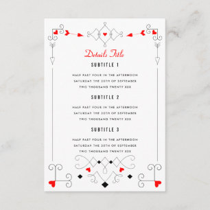Vegas Cupid's Hearts Diamonds Wedding Details Enclosure Card