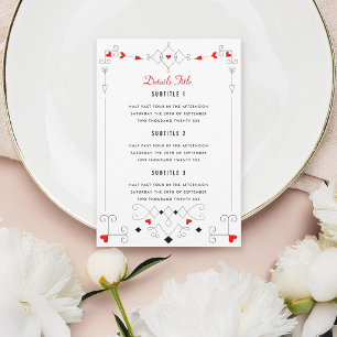 Vegas Cupid's Hearts Diamonds Wedding Details Invitation