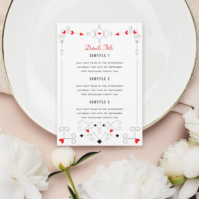 Vegas Cupid's Hearts Diamonds Wedding Details Invitation (Creator Uploaded)