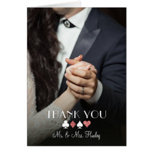 Vegas Destiny Pink Glitter Photo Thank You Note