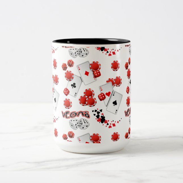 Vegas Dice and Chips 15 oz Two-Tone Mug (Center)