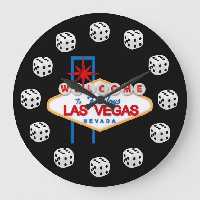 Vegas Dice Gambling Fun wall clock (Front)