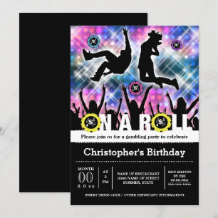Vegas disco gambling theme party club scene invitation