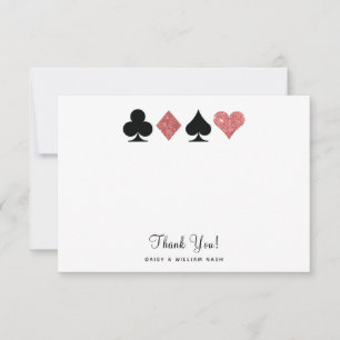 Vegas Faux Pink Glitter Flat Thank You Card