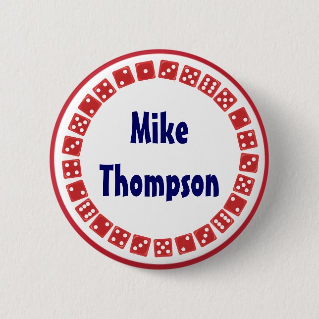 Vegas Game Night Dice Name Tag 6 Cm Round Badge (Front)
