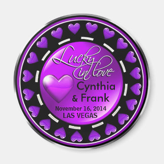 Vegas Lucky in Love Hearts Casino Chip purple Magnet