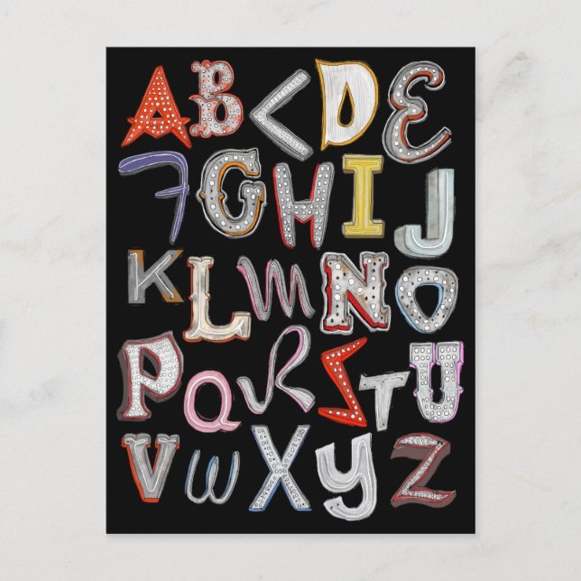 Vegas Neon A to Z Postcard - at Night (Front)