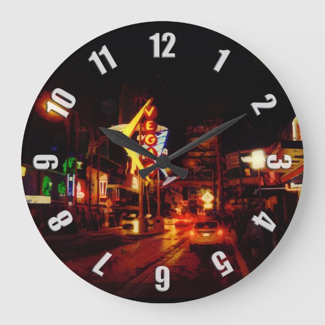 Vegas Nightlife - Las Vegas Nevada Large Clock (Front)