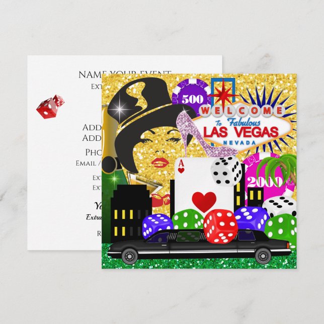 Vegas Party - Casino / Poker Invitation (Front/Back)