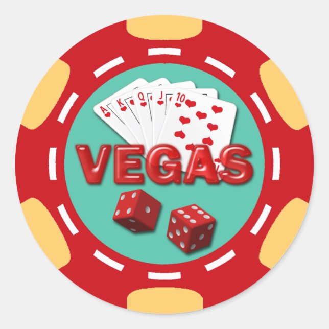 VEGAS POKER CHIP CLASSIC ROUND STICKER (Front)
