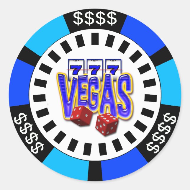 VEGAS POKER CHIP CLASSIC ROUND STICKER (Front)