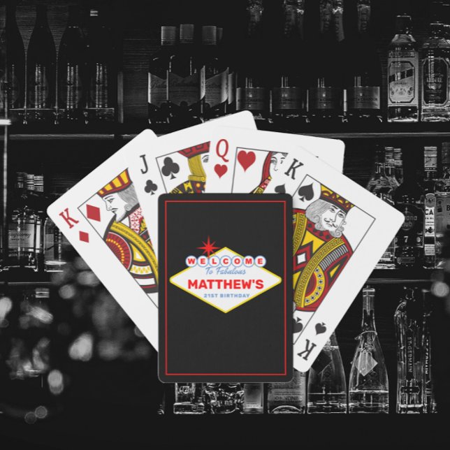 Vegas Sign Casino Night Personalized  Playing Cards (Creator Uploaded)