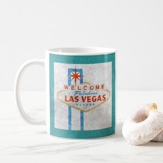 vegas sign grunge coffee mug (With Donut)