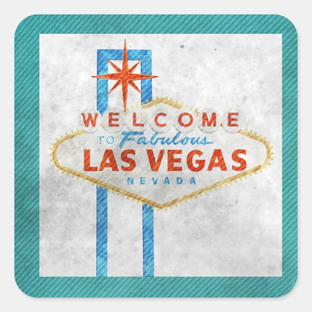 vegas sign grunge square sticker (Front)