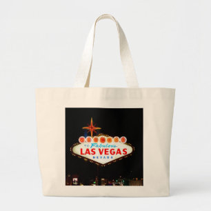 Vegas Sign Lit Up Large Tote Bag