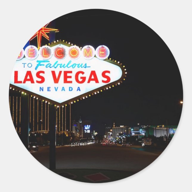 Vegas Sign Night Classic Round Sticker (Front)