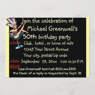 Vegas Style Casino Showgirl Birthday Party Invitation