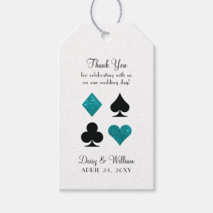 Vegas Teal Glitter and Black Thank You Gift Tag