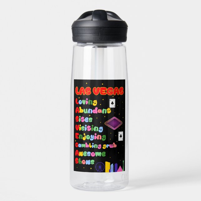 Vegas Tourist Acronym Clesar Water Bottle (Front)