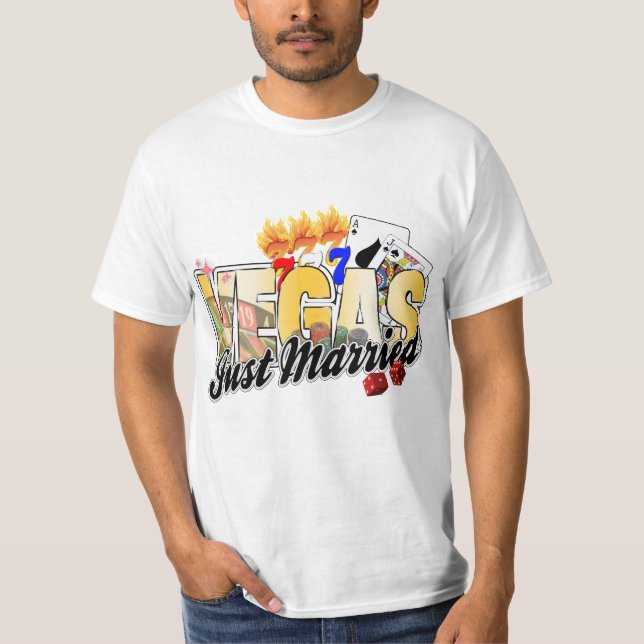 Vegas Wedding Just Married T-Shirt (Front)