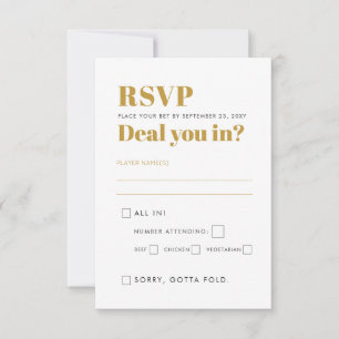 Vegas Wedding Party Fun You In? Black and Gold RSVP Card
