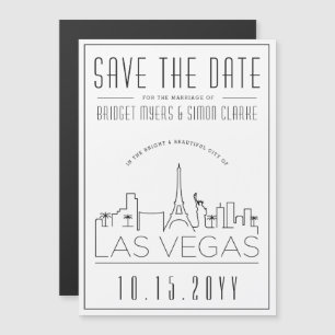 Vegas Wedding   Stylised Skyline Save the Date Magnetic Invitation