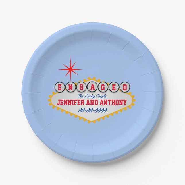 Vegas Welcome Sign Style Personalise Paper Plates (Front)