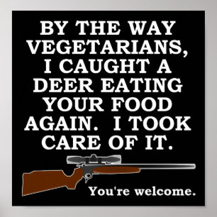 Vegatarian Favour Funny Hunting Poster blk
