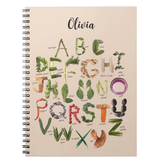 Vegetable Alphabet Cute Kids Food Notebook (Front)