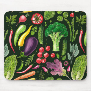 Vegetable and herbs garden harvest on black mouse mat