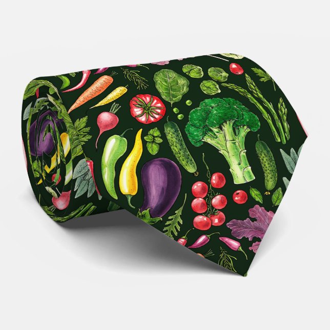 Vegetable and herbs garden harvest on black tie (Rolled)