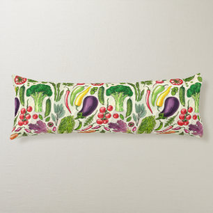 Vegetable and herbs garden harvest on off white body cushion