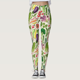Vegetable and herbs garden harvest on off white leggings