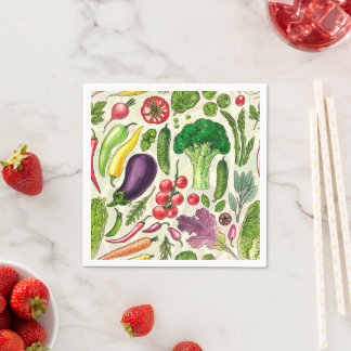 Vegetable and herbs garden harvest on off white napkin