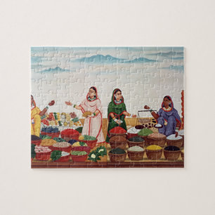 Vegetable and Spice Market at Benares, c.1840 (gou Jigsaw Puzzle