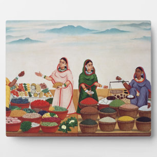 Vegetable and Spice Market at Benares, c.1840 (gou Plaque