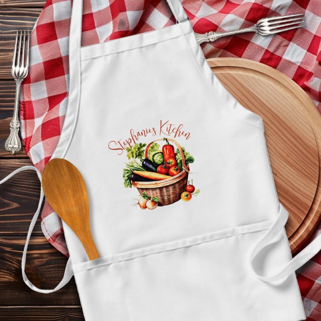 Vegetable Basket Personalised Kitchen Bib Apron (Creator Uploaded)