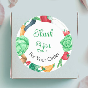 Vegetable Border Thank You For Your Order Classic Round Sticker