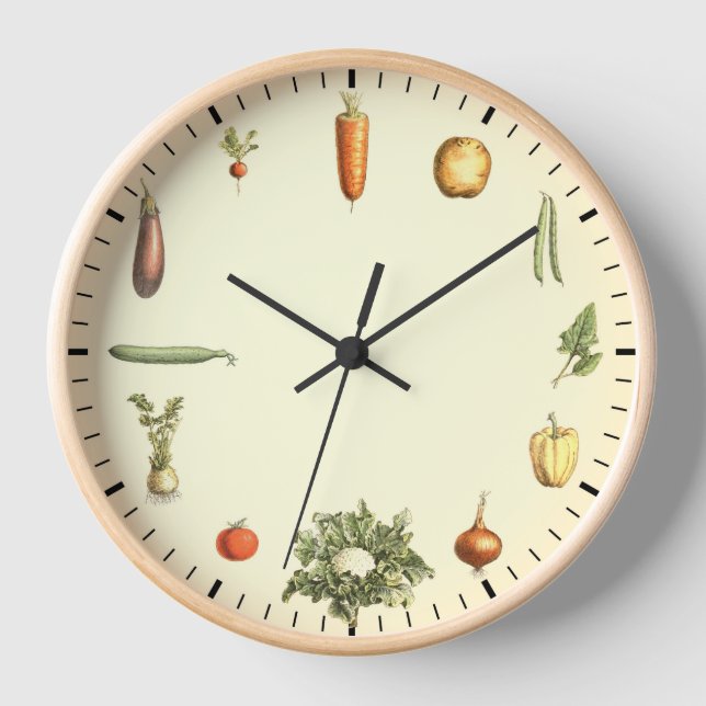Vegetable Clock - Healthy Vegetables Vintage Art (Front)