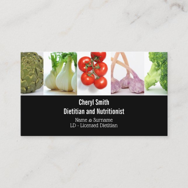 Vegetable collage photo healthy food business card (Front)