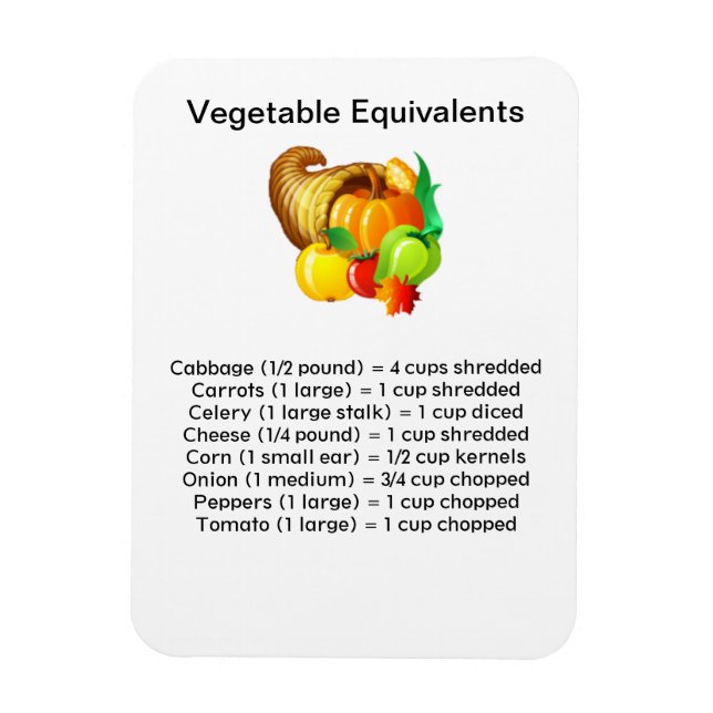 Vegetable Equivalents Flexi Magnet (Vertical)