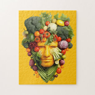 Vegetable Face Art   Creative Vegan Food Portrait  Jigsaw Puzzle