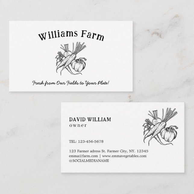 Vegetable Farm Market Agriculture Business Card (Front/Back)