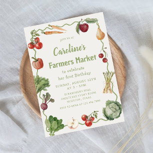 Vegetable Farmers Market Birthday Invitation