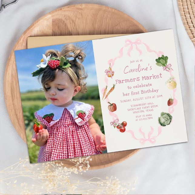 Vegetable Farmers Market Birthday Photo Invitation (Creator Uploaded)