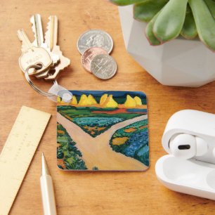 Vegetable Fields by August Macke, Vintage Fine Art Key Ring