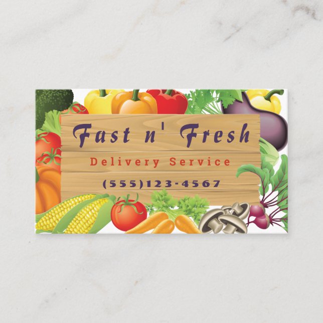 Vegetable Food Design Delivery Service Business Card (Front)