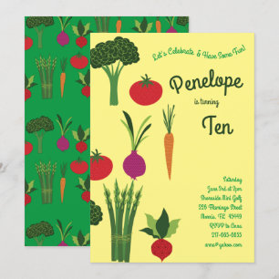 Vegetable Garden Kids Birthday Party Veggies Invitation